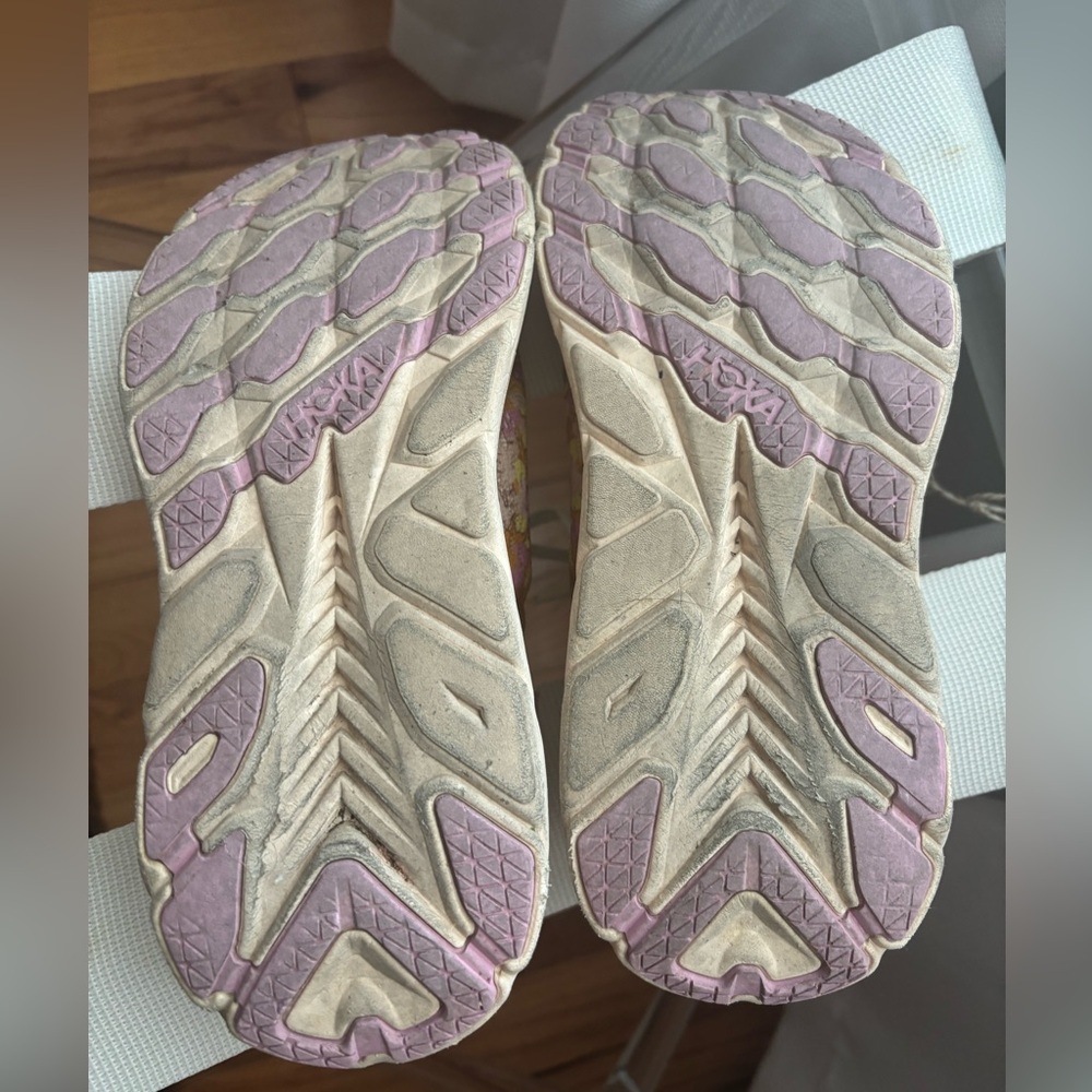 Hoka Yellow and Purple Floral Athletic Shoes size 8 - Picture 3 of 10